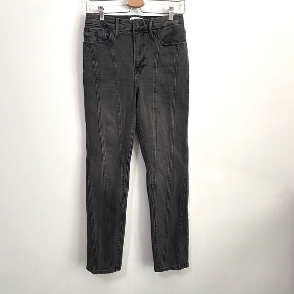 Good American Classic Seamed Jeans 8 / 29 Charcoal Gray 28x29 Designer Trendy - Picture 1 of 8